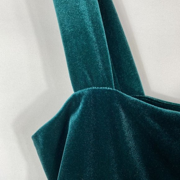 ASOS Design Holidays Velvet Square Neck Front Slit Maxi Dress Size 10 Green - Picture 12 of 12